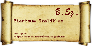 Bierbaum Szalóme névjegykártya